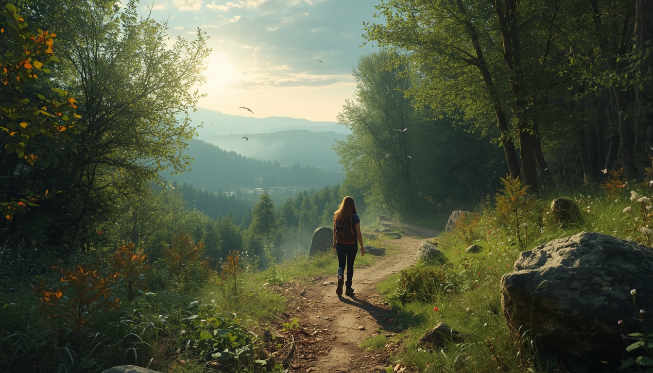 Reviveioback client walking a morning trail path